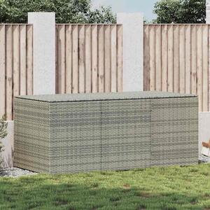 Szürke polyrattan kerti tárolóláda 180 x 90 x 70 cm