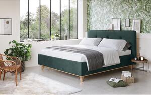 Kárpitozott ágy ágyneműtartóval zöld, 180 x 200 cm