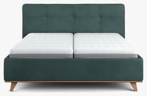 Kárpitozott ágy ágyneműtartóval zöld, 180 x 200 cm