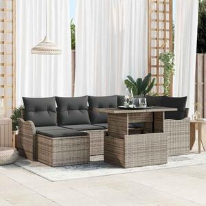 Kerti Kanapé Szett párnával tárolóval 7 pcs Szürke Poli rattan