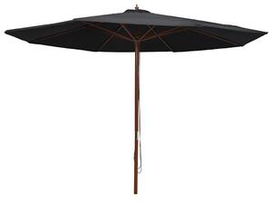 Fekete kültéri napernyő farúddal 350 cm