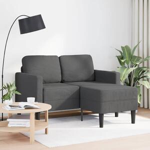 Kétszemélyes, L alakú, sötétszürke, lenvászon kanapé heverővel 125 cm