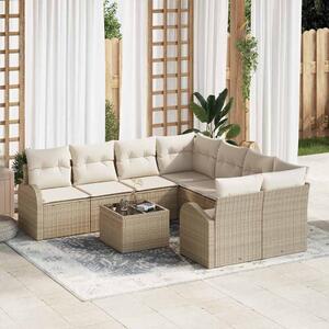 Kanapé Szett párnával tárolóval 9 pcs Beige és krém polirattan