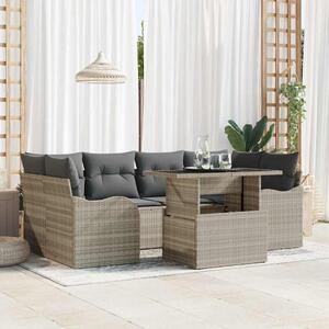 Kerti Kanapé Szett párnával 7 pcs Világosszürke Poly Rattan