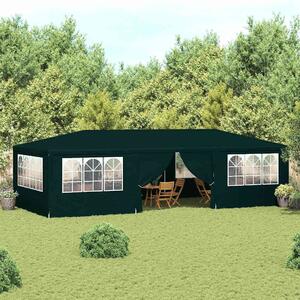 Zöld rendezvénysátor oldalfalakkal 4 x 9 m 90 g/m²
