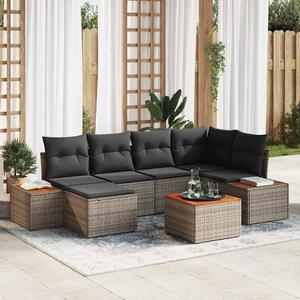 Kerti Kanapé Szett párnával tárolóval 7 pcs Szürke Polyrattan