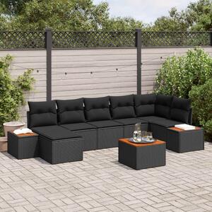 Kerti Kanapé Szett párnával tárolóval 8 pcs Fekete Polyrattan