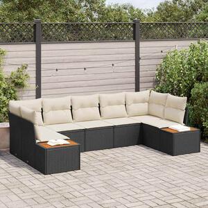 Kerti Kanapé Szett párnával 7 pcs Fekete és Krém Polyrattan