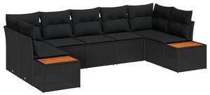 Kerti Kanapé Szett párnával 7 pcs Fekete polirattan