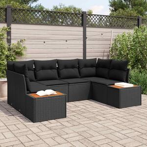 Kerti Kanapé Szett párnával tárolóval 6 pcs Fekete Polyrattan
