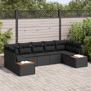 Kerti Kanapé Szett párnával tárolóval 7 pcs Fekete Polyrattan