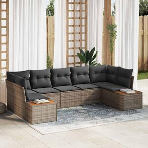 Kerti Kanapé Szett párnával tárolóval 7 pcs Szürke Polyrattan
