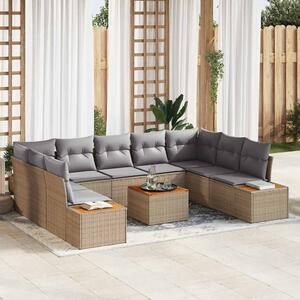 Kerti Kanapé Szett 5 pcs Beige és Világosszürke Polyrattan