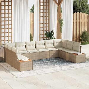 Kerti Kanapé Szett párnával 10 pcs Beige és krém Polyrattan
