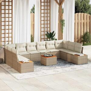 Kerti Kanapé Szett párnával 10 pcs Beige és krém Polyrattan