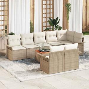 Kerti Kanapé Szett tárolóval 9 pcs Beige és krém polirattan