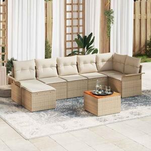 Kerti Kanapé Szett tárolóval 8 pcs Beige és krém polirattan