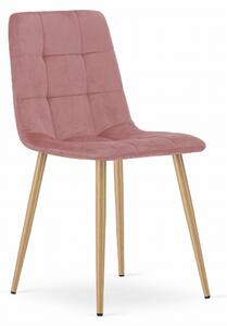 PreHouse KARA fotel - rózsaszín bársony / fa színű lábak