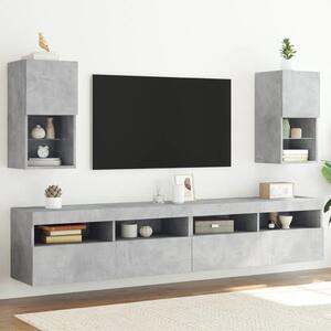 2 db betonszürke TV-szekrény LED-lámpákkal 30,5 x 35 x 40 cm