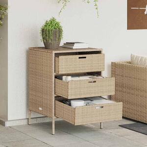 Bézs polyrattan kerti tárolószekrény 55 x 59 x 80 cm