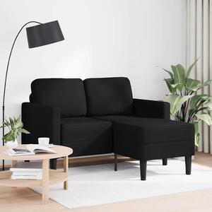 Kétszemélyes, L alakú, fekete műbőr kanapé heverővel 125 cm