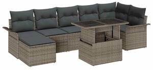 Kerti Kanapé Szett párnával tárolóval 8 pcs Szürke Poli rattan