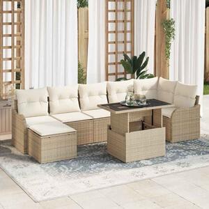 Kerti Kanapé Szett párnával tárolóval 8 pcs Bézs Poli rattan