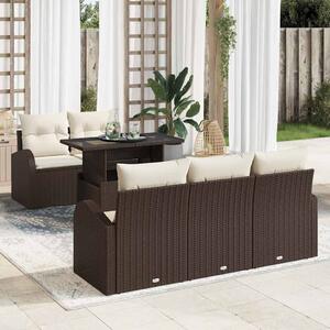 Kerti Kanapé Szett 6 db Barna Poly Rattan