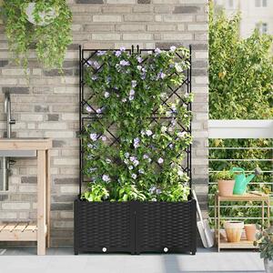 Kertész cserép rácsos változattal 2 pcs Fekete 80 x 40 x 143 cm