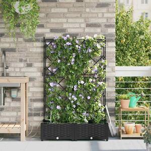 VidaXL Kerti cserép 2 pcs Fekete 80 x 40 x 126 cm Műanyag