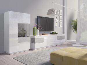 BUTORLINE TV szekrény SILKE SE41 fehér fényes / beton