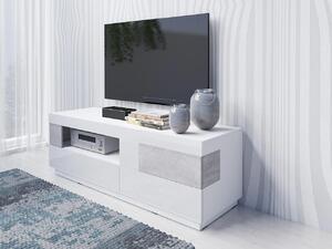BUTORLINE TV szekrény SILKE SE41 fehér fényes / beton