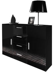 BUTORLINE Nappali bútor SOHO 3D fekete / fekete fényes
