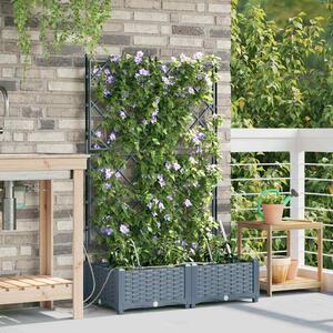 VidaXL Kerti cserép 2 pcs Világosszürke 80 x 40 x 126 cm Műanyag