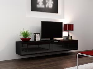 BUTORLINE TV szekrény 180 GOVI VG1D fekete / fekete fényes