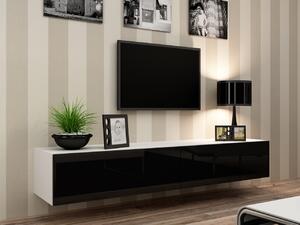 BUTORLINE TV szekrény 180 GOVI VG1B fehér / fekete fényes
