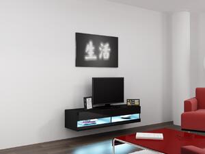 BUTORLINE TV szekrény 140 VIGO NEW VG12D fekete / fekete fényes