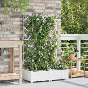 VidaXL Kerti cserép 2 pcs Fehér 80 x 40 x 126 cm Műanyag