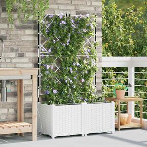 VidaXL Kerti cserép 2 pcs Fehér 80 x 40 x 142 cm Műanyag