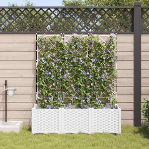 VidaXL Kerti cserép 3 pcs Fehér 120 x 40 x 142 cm Műanyag