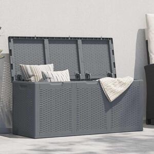 Szürke PP rattan kerti tárolóláda 270 L