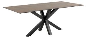 Asztal Oakland 505, Barna, Fekete, 75.5x100x200cm, Kerámia, Edzett üveg, Fém