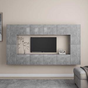 8 részes betonszürke szerelt fa TV-szekrényszett