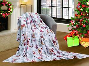NORTH POLE fehér karácsonyi mikroplüss takaró Méret: 160 x 200 cm