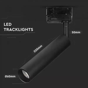LED Solution Fekete sínes LED-reflektor, 20W, 3F, Premium A fény színe: Hidegfehér