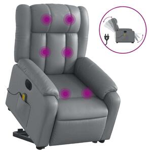 VidaXL elektromos szürke műbőr felállást segítő dönthető masszázsfotel