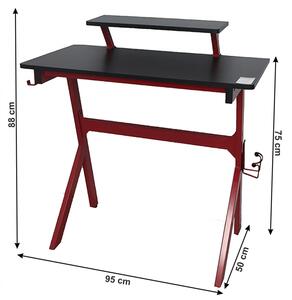 Számítógépasztal|gamer asztal, piros|fekete, LATIF