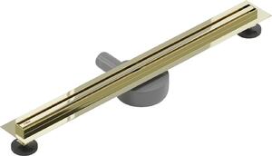 Mexen Lapos rozsdamentes acél zuhanyfolyó 360°-ban forgatható szifonnal 70 cm, SLIM minta, arany, 1541070
