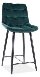 Bárszék CHIC VELVET fekete lábakkal, sötétzöld