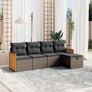 5 részes szürke polyrattan kerti ülőgarnitúra párnákkal